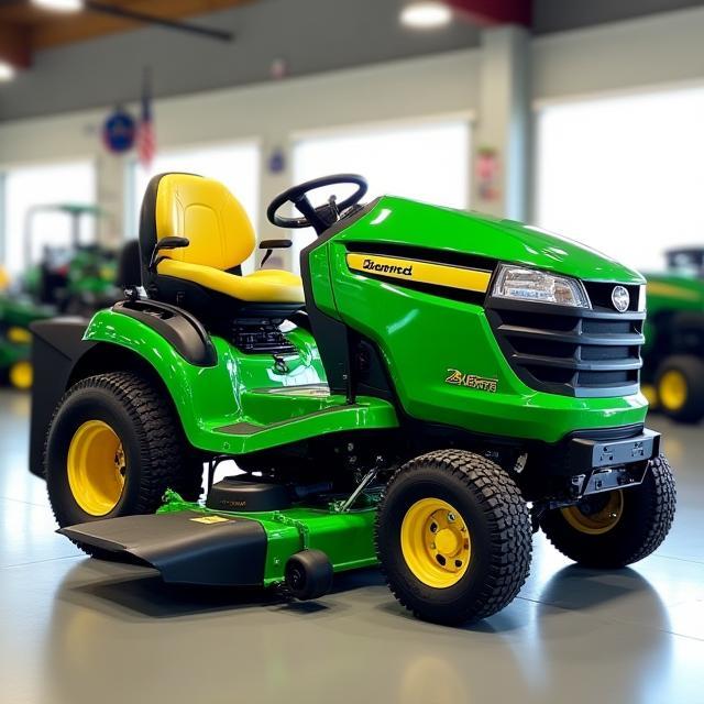 Zero-turn ride-on mower on display